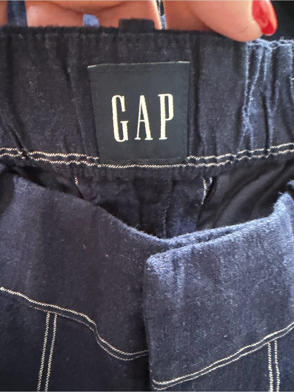 GAP NWT 365 High Rise Linen Blend Pinstripe Navy Trousers - Picture 3 of 6